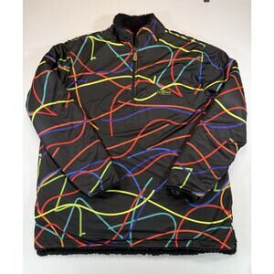 USA Palm Reversible Sherpa Fleece Quarter Zip Pullover Mens Medium Gray Camo